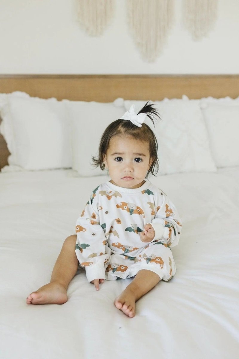 Little Joy Co. Boho Bats Bamboo Bubble Romper For Baby 0 To 2T Cozy - Everetts Place Boutique - 