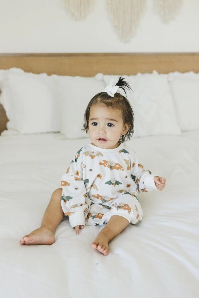 Little Joy Co. Boho Bats Bamboo Bubble Romper For Baby 0 To 2T Cozy - Everetts Place Boutique - 