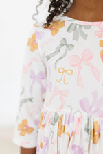 Mila & Rose ® Boho Bows 3/4 Sleeve Pocket Twirl Dress - 