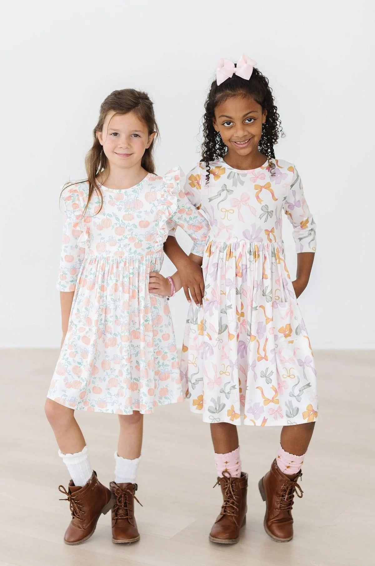 Mila & Rose ® Boho Bows 3/4 Sleeve Pocket Twirl Dress - 