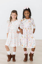 Mila & Rose ® Boho Bows 3/4 Sleeve Pocket Twirl Dress - 