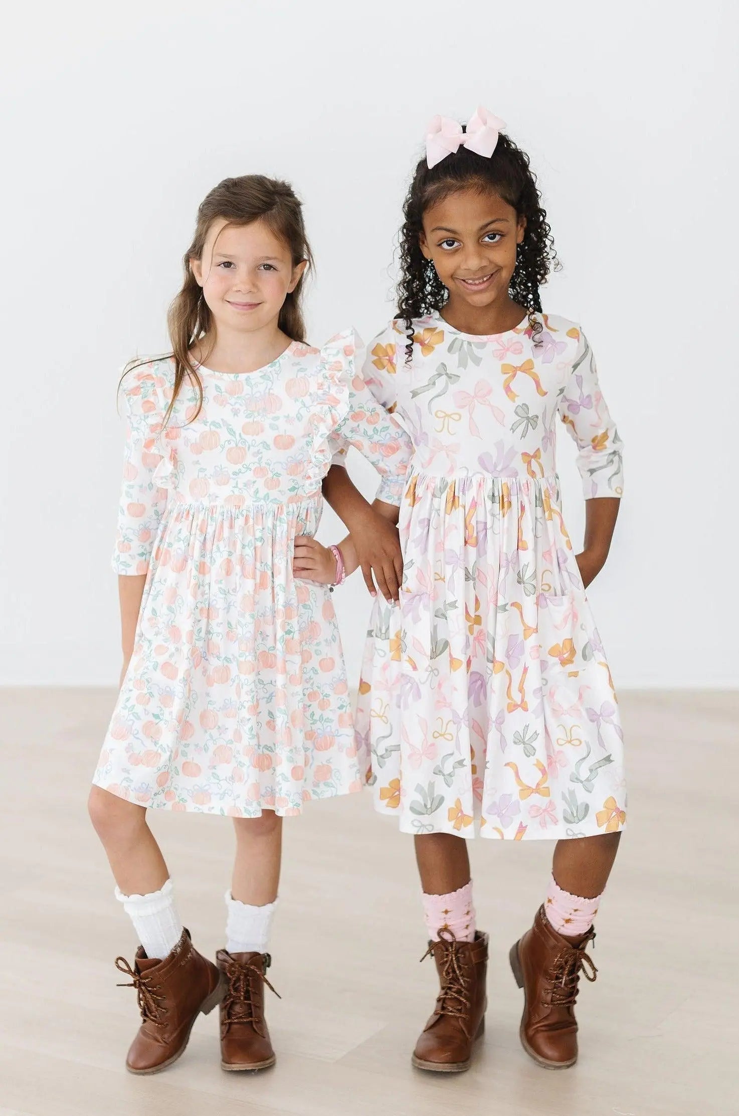 Mila & Rose ® Boho Bows 3/4 Sleeve Pocket Twirl Dress - 