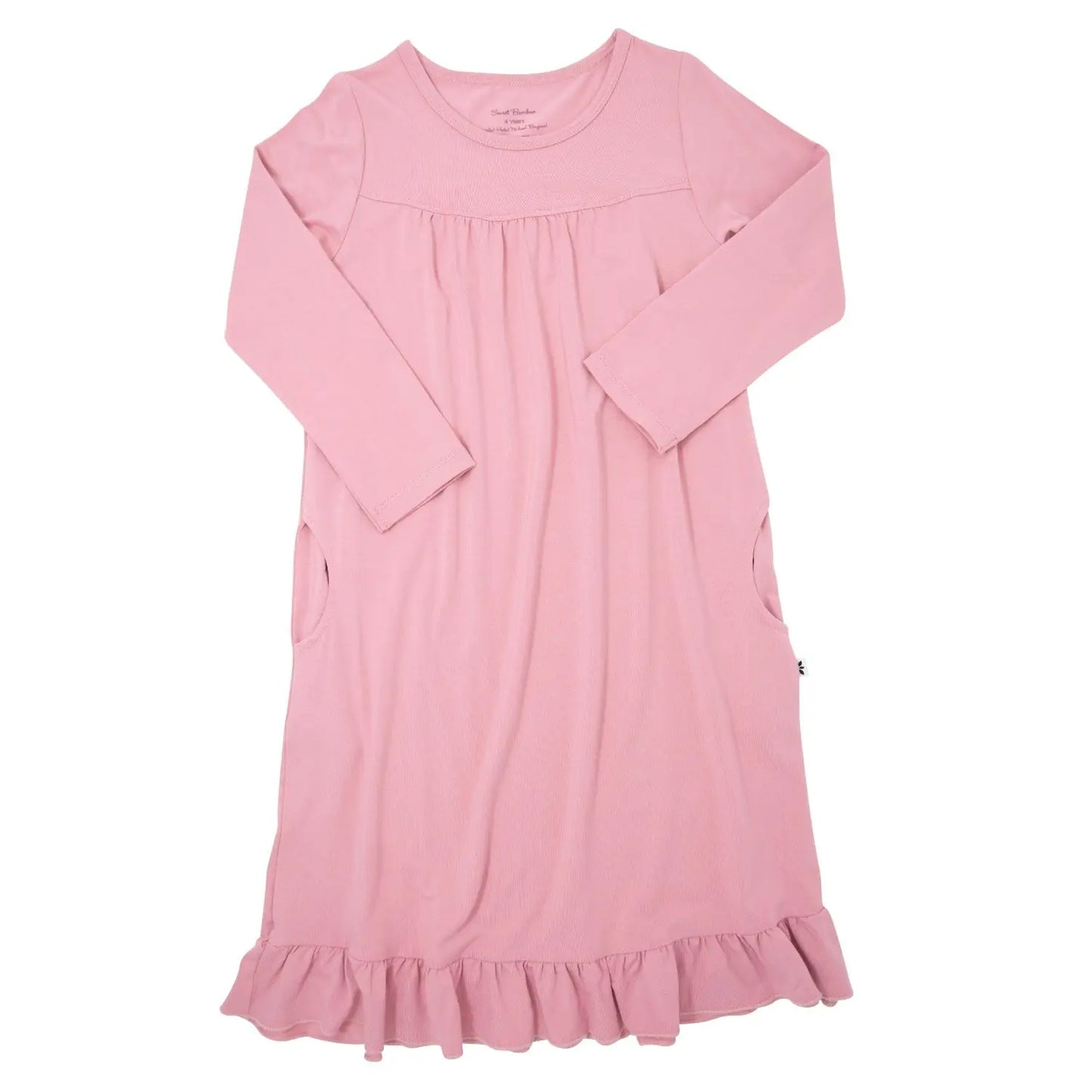Boho Dress For Girls With Ruffles Long Sleeves And Double Sided Pockets Sweet Bamboo