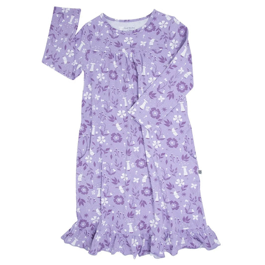 Mushroom Floral Boho Dress for Little Girls with Ruffles and Pockets Sweet Bamboo