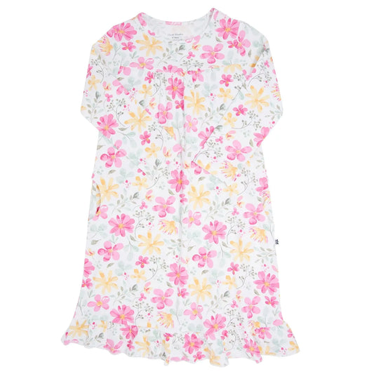 Boho Dress for Girls with Ruffles and Pockets Tea Length Long Sleeve Flex Neckline Sweet Bamboo