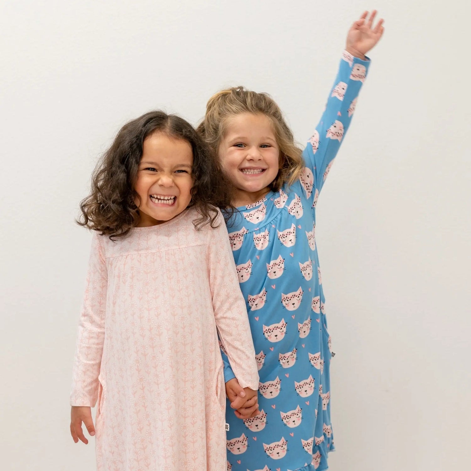 Sweet Bamboo Pretty Pink Cat Boho Dress with Ruffles and Pockets for Girls - Boho Dress Aisle
