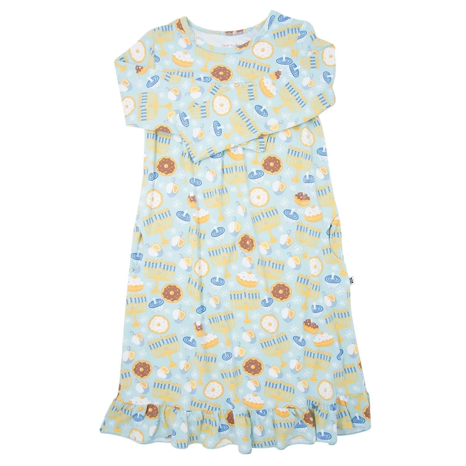Boho Hanukkah Dress for Girls with Ruffle Detail and Comfortable Fit Sweet Bamboo