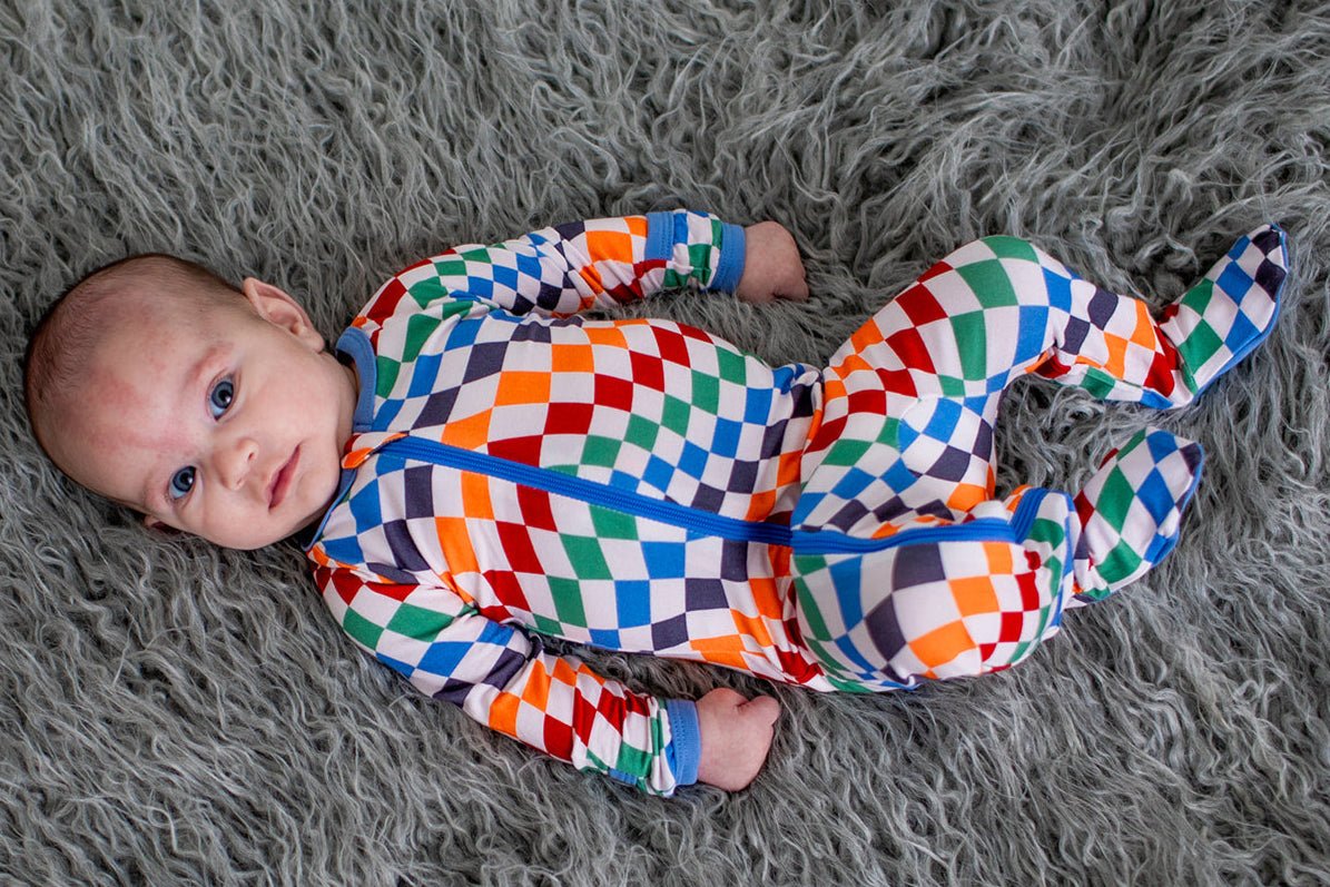 Bamboo Blend Footie Pajamas - Bold Checks by Bestaroo