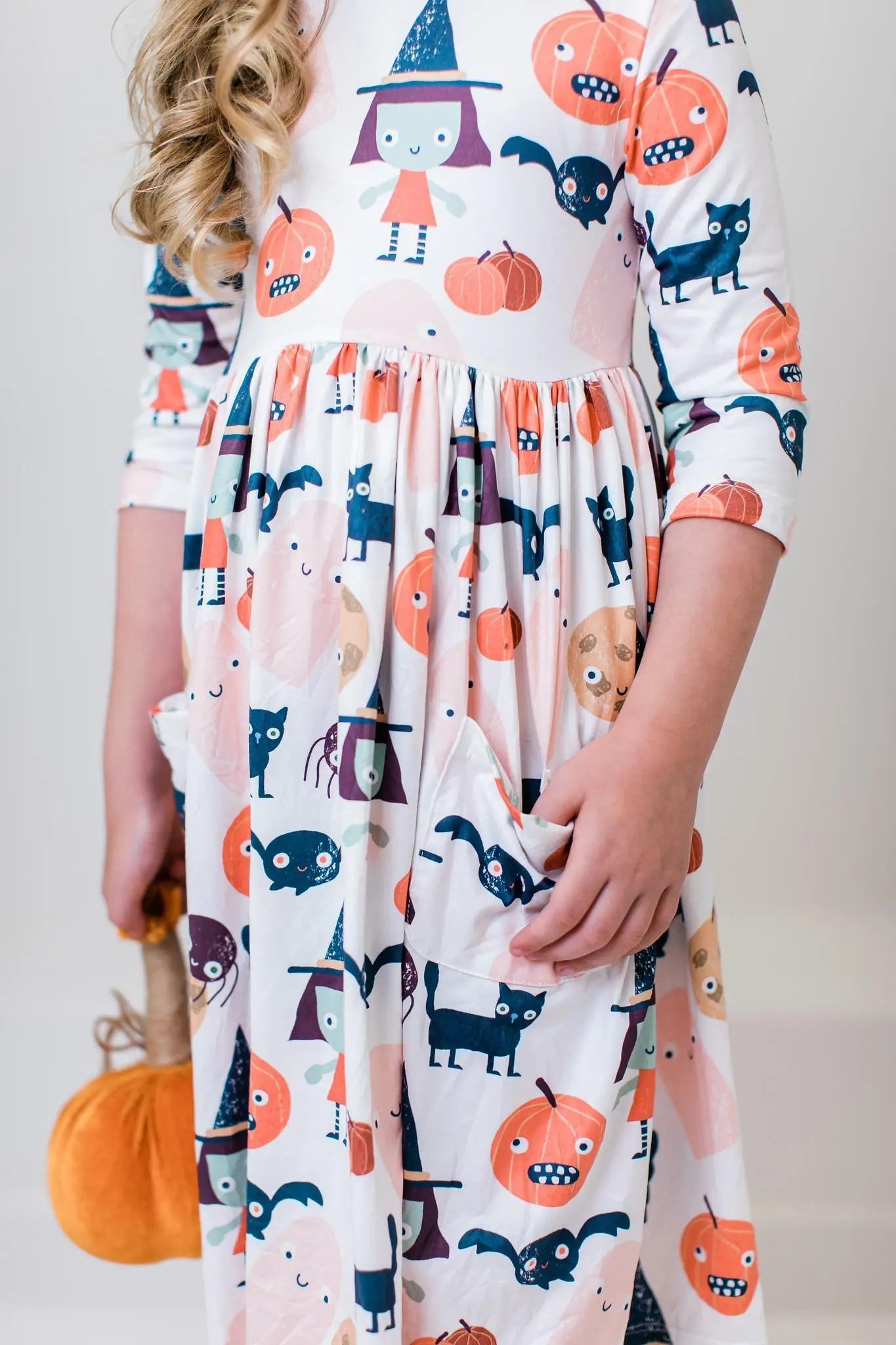 Mila & Rose ® Boo Crew 3/4 Sleeve Pocket Twirl Dress - 
