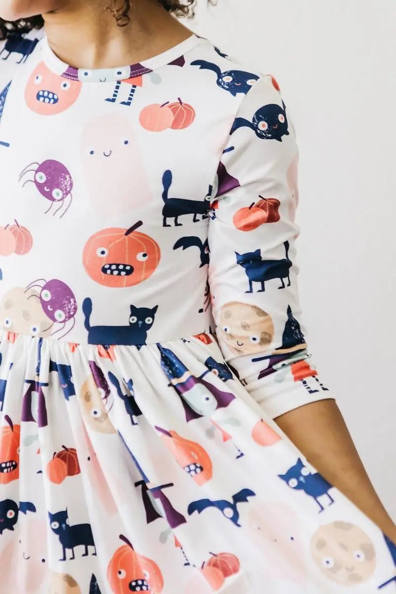 Mila & Rose ® Boo Crew 3/4 Sleeve Pocket Twirl Dress - 