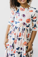 Mila & Rose ® Boo Crew 3/4 Sleeve Pocket Twirl Dress - 