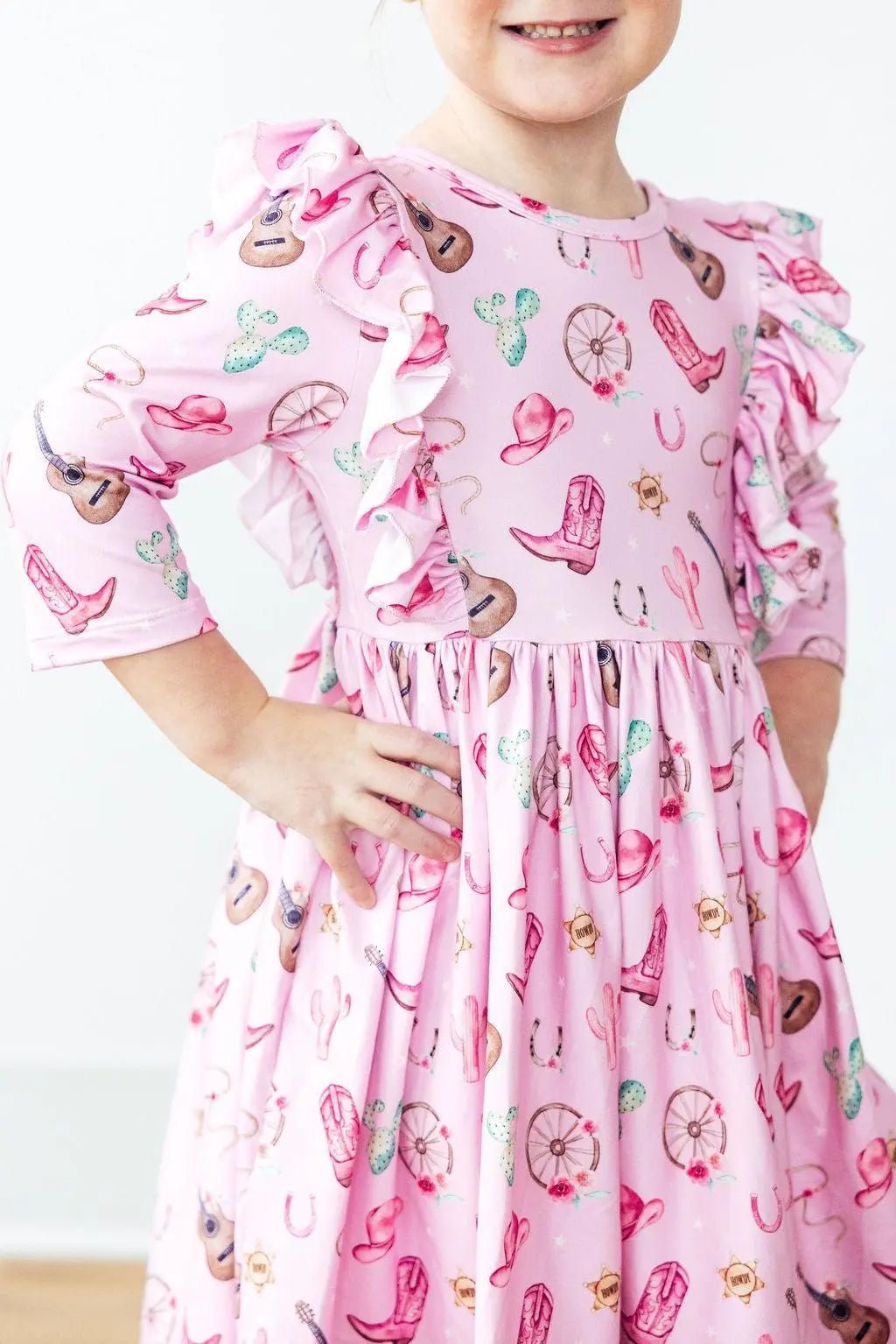 Mila & Rose ® Boot Scootin' 3/4 Sleeve Ruffle Twirl Dress - 