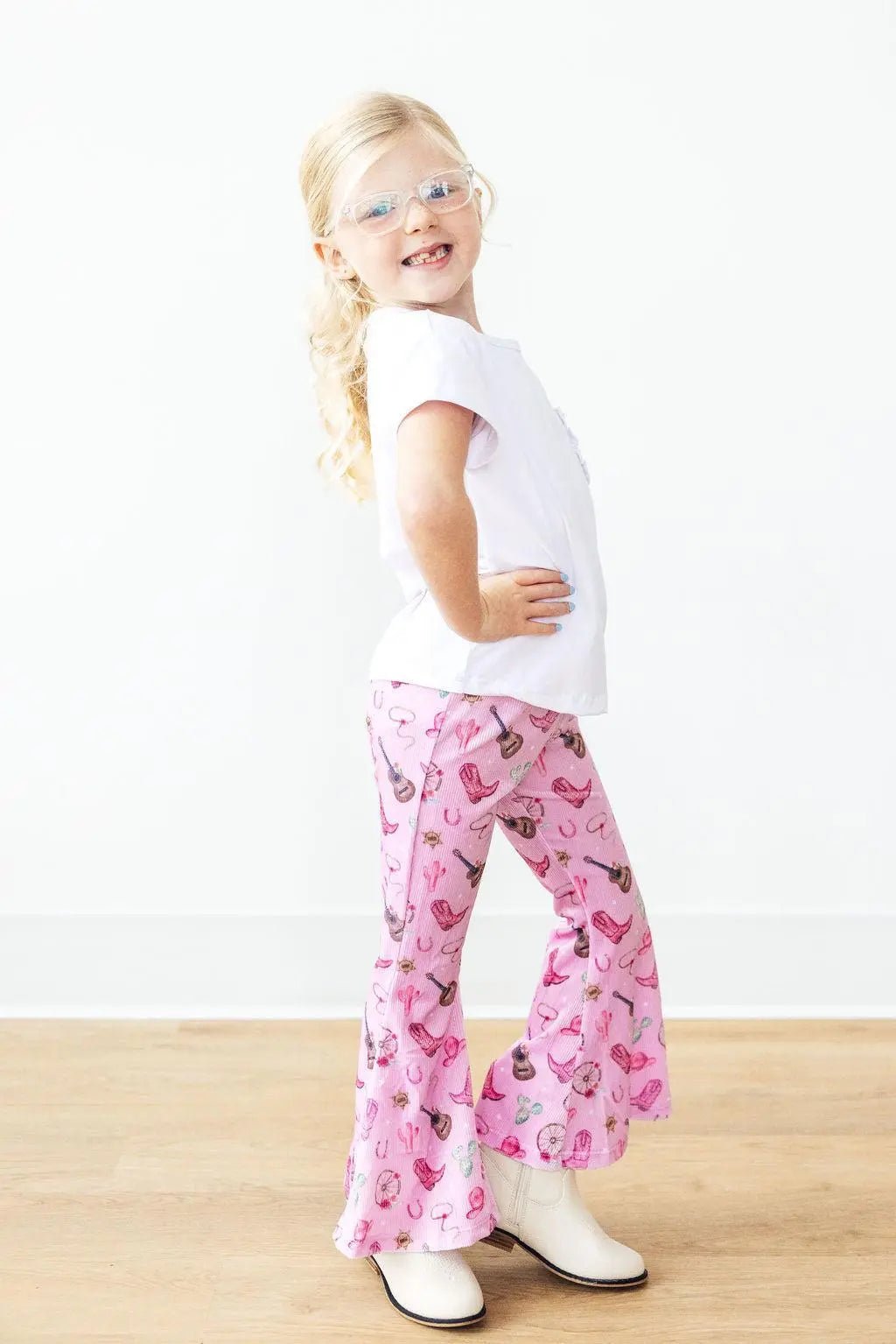 Boot Scootin' Ribbed Velvet Bells - Pink, Pajamas, Active Pants, Child, Nightwear | Everetts Place