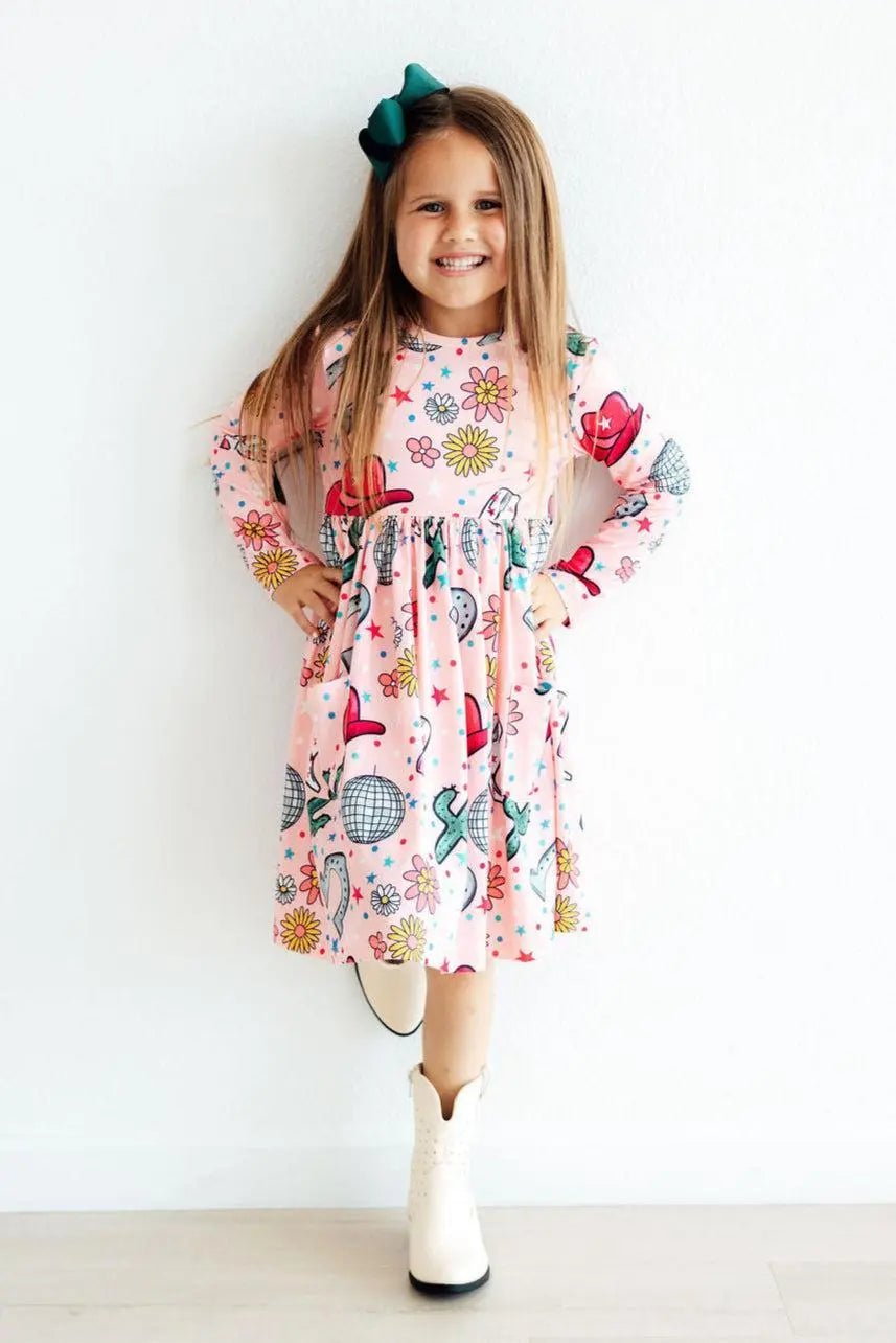 Mila & Rose ® Boots & Bling L/S Pocket Twirl Dress - 
