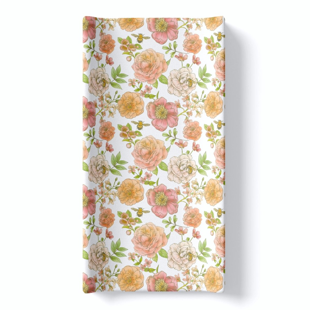 Honey Lemonade Botanical Floral Changing Pad Cover with Soft Stretchy Fabric for Babies - 