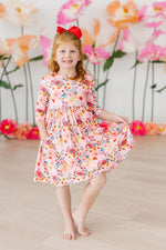 Mila & Rose ® Bouquet Beauty 3/4 Sleeve Pocket Twirl Dress - 