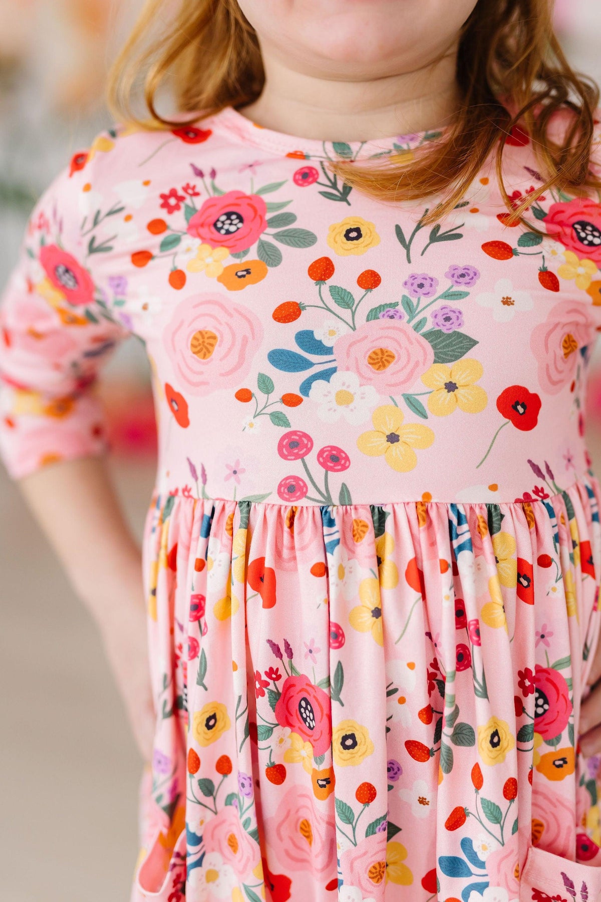 Mila & Rose ® Bouquet Beauty 3/4 Sleeve Pocket Twirl Dress - 