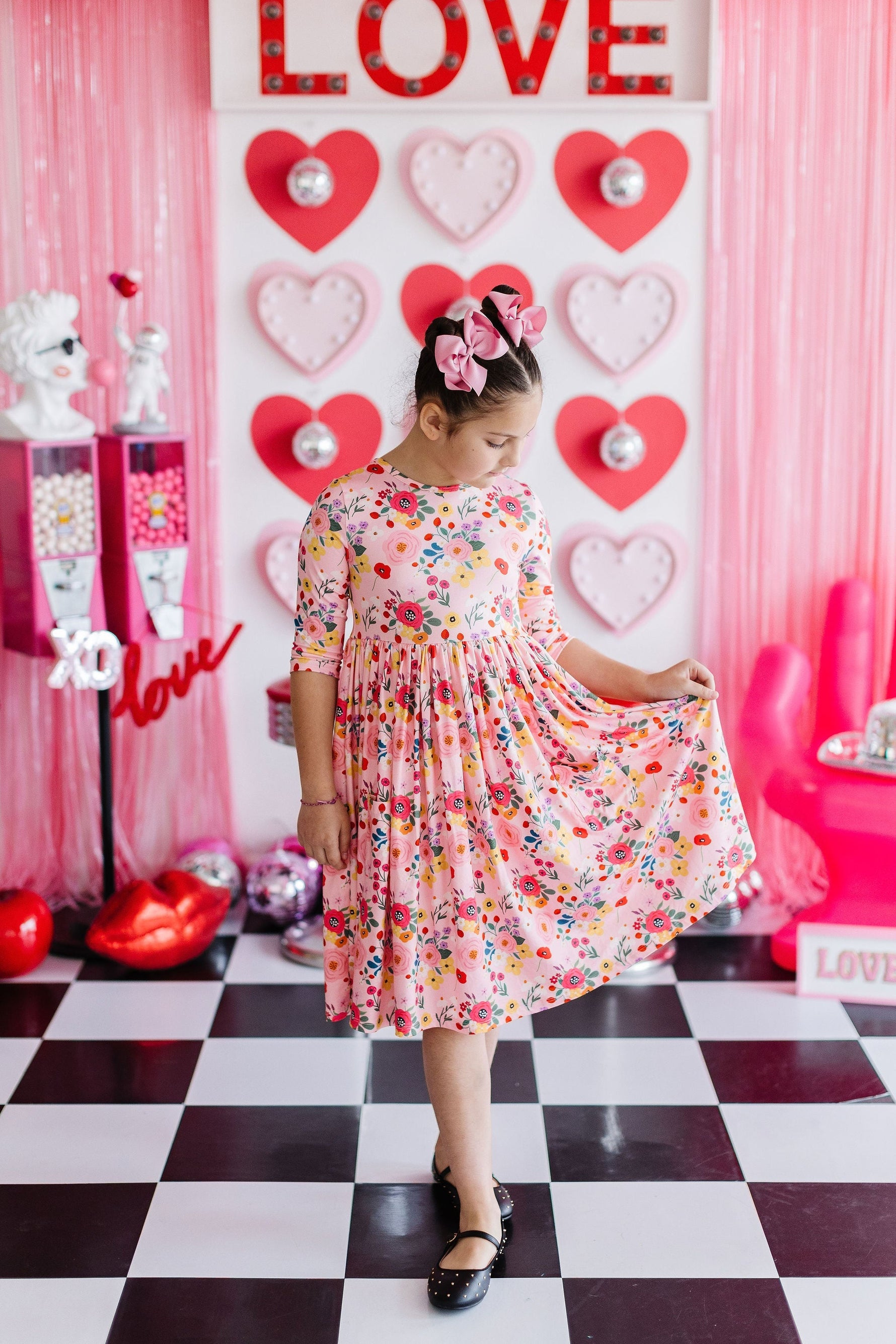Mila & Rose ® Bouquet Beauty 3/4 Sleeve Pocket Twirl Dress - 