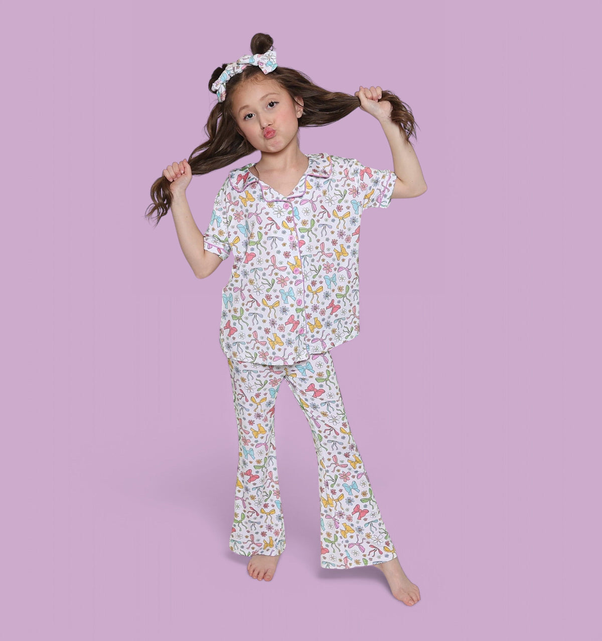 DREAM BIG LITTLE CO Bow Garden Dream Girls Flare Set Pastel Print for ToddlersEveretts Place
