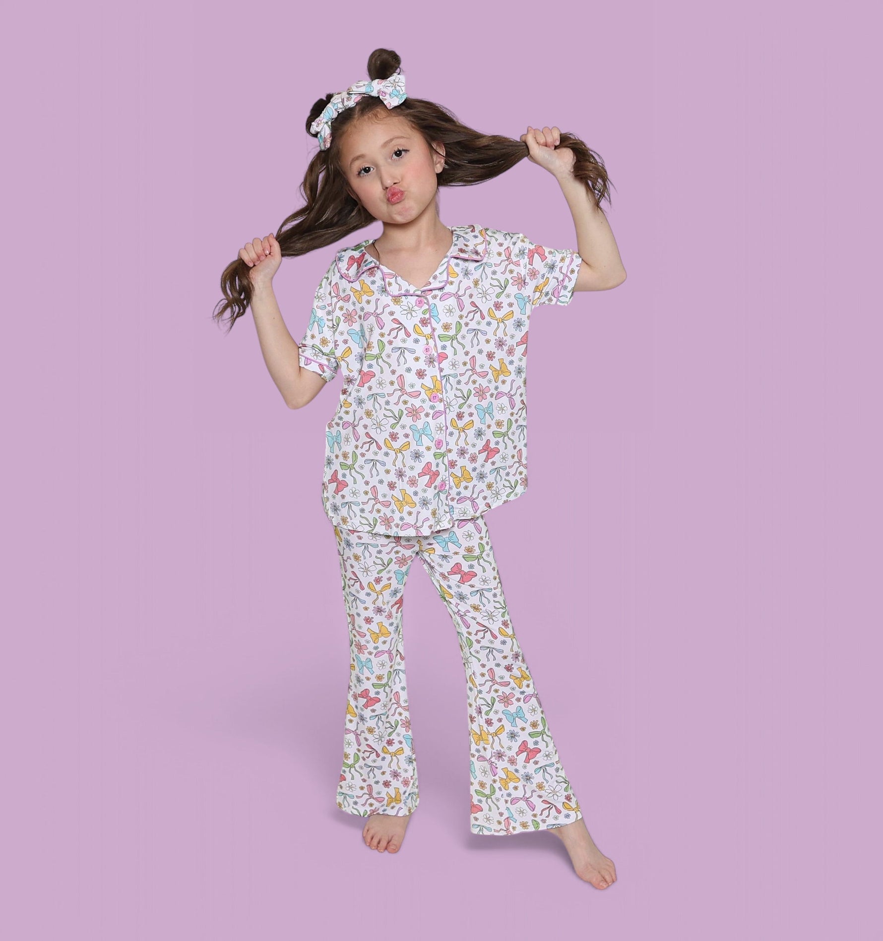 DREAM BIG LITTLE CO Bow Garden Dream Girls Flare Set Pastel Print for ToddlersEveretts Place