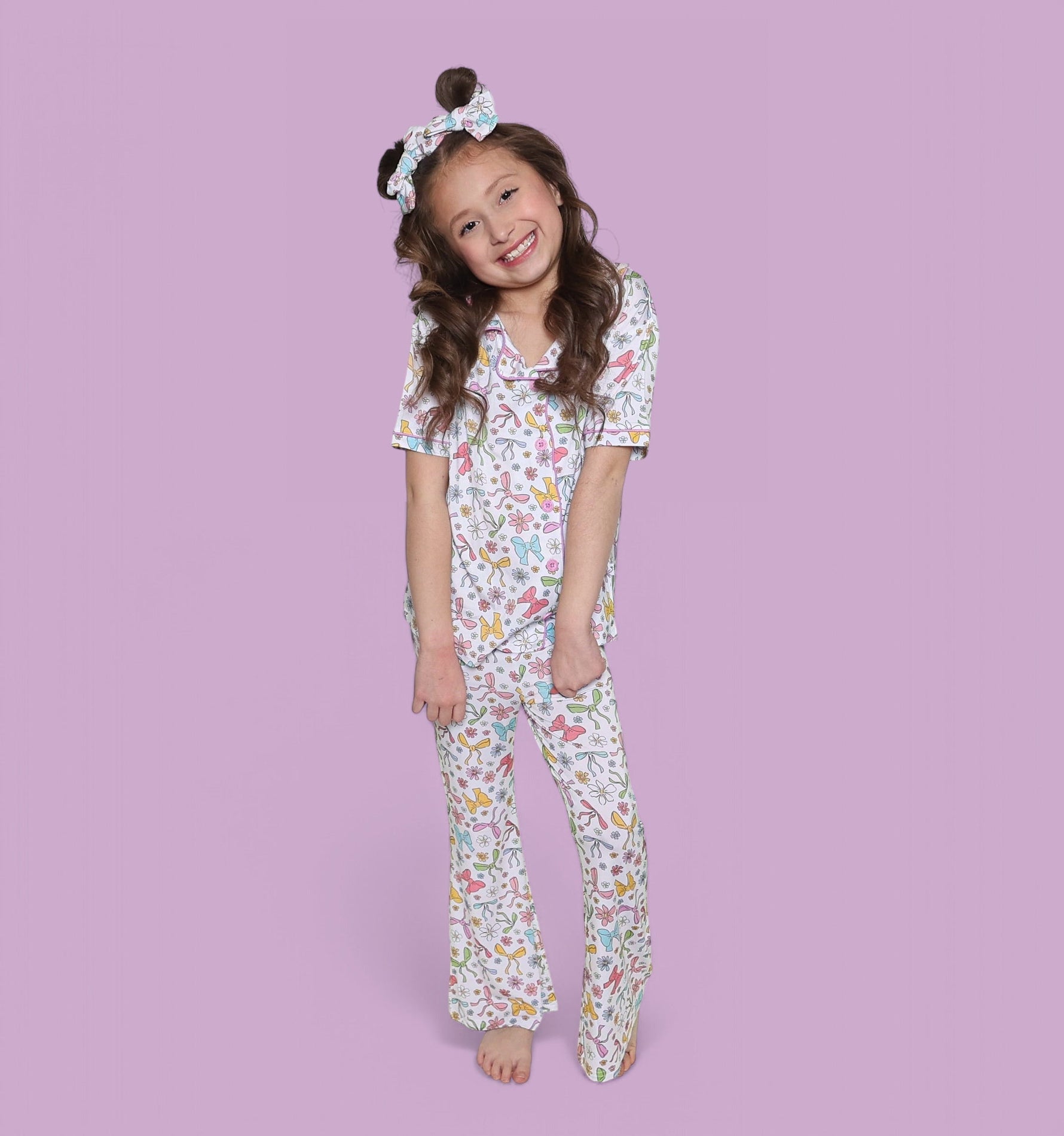 DREAM BIG LITTLE CO Bow Garden Dream Girls Flare Set Pastel Print for ToddlersEveretts Place