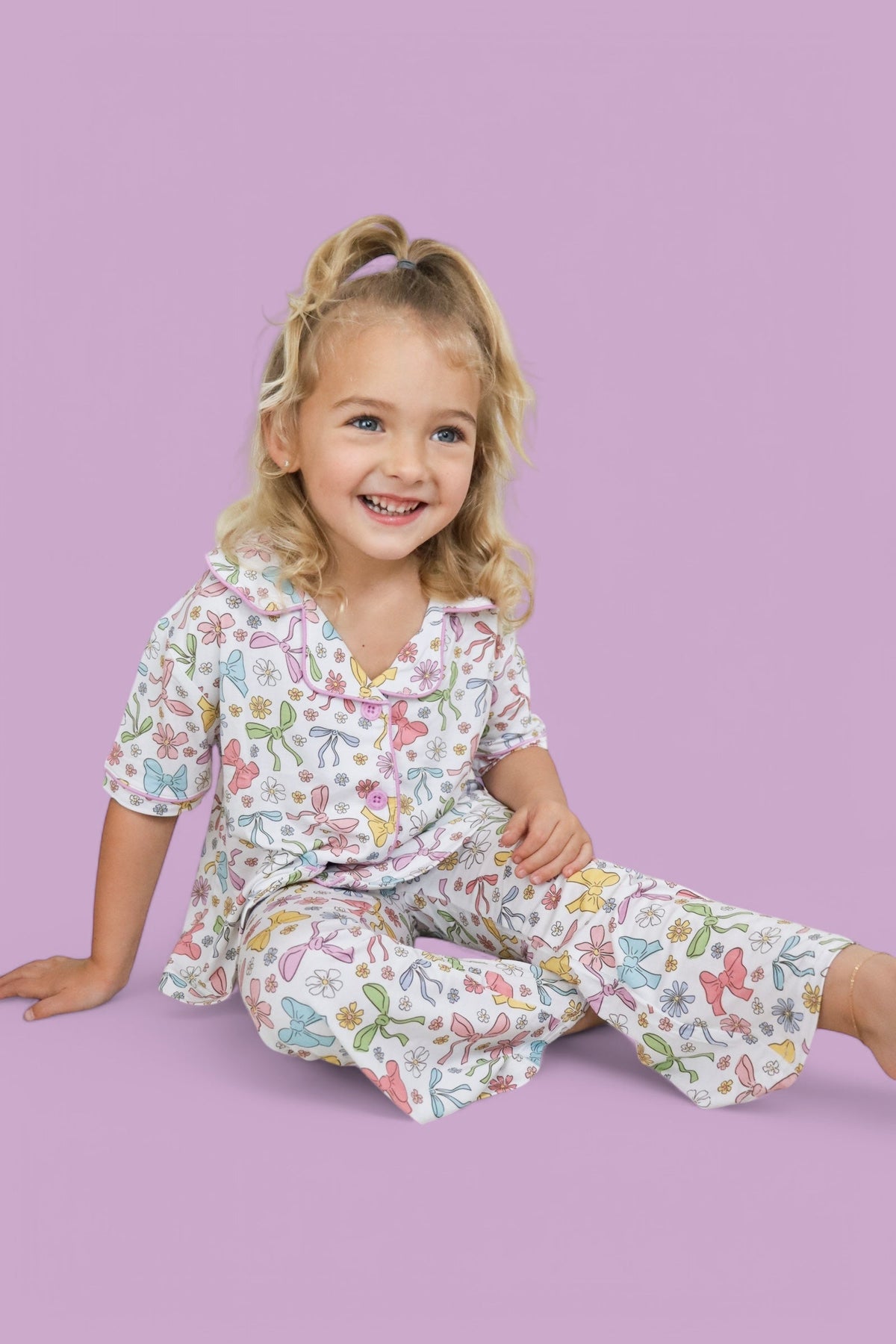 DREAM BIG LITTLE CO Bow Garden Dream Girls Flare Set Pastel Print for ToddlersEveretts Place