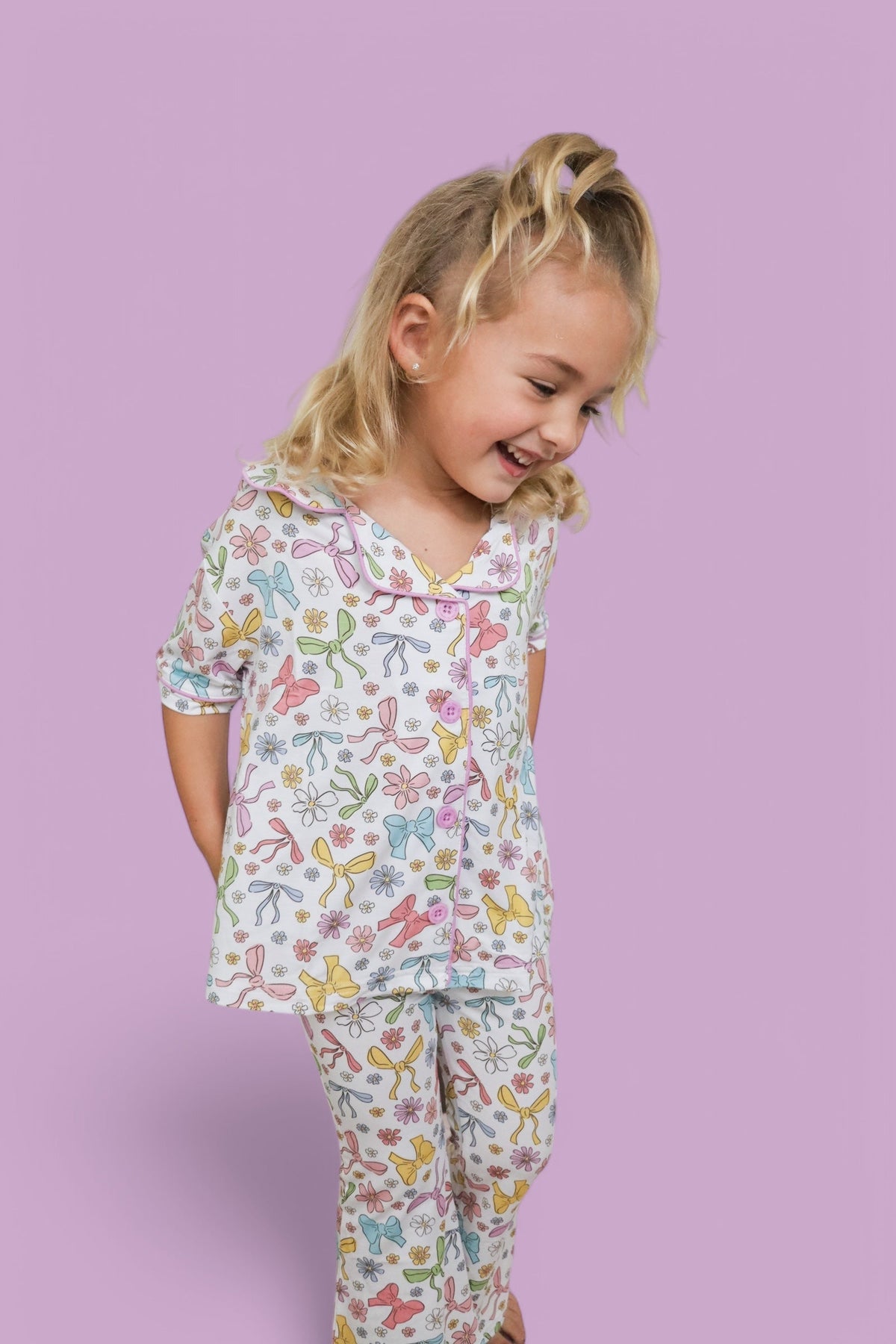 DREAM BIG LITTLE CO Bow Garden Dream Girls Flare Set Pastel Print for ToddlersEveretts Place