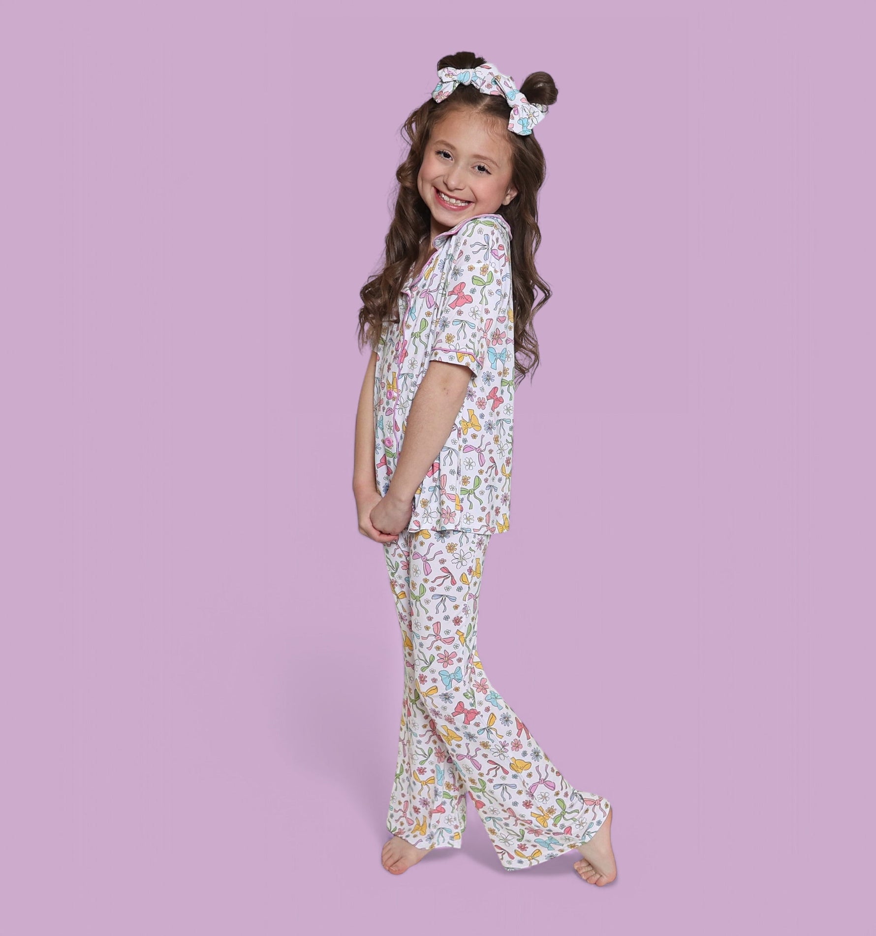 DREAM BIG LITTLE CO Bow Garden Dream Girls Flare Set Pastel Print for ToddlersEveretts Place