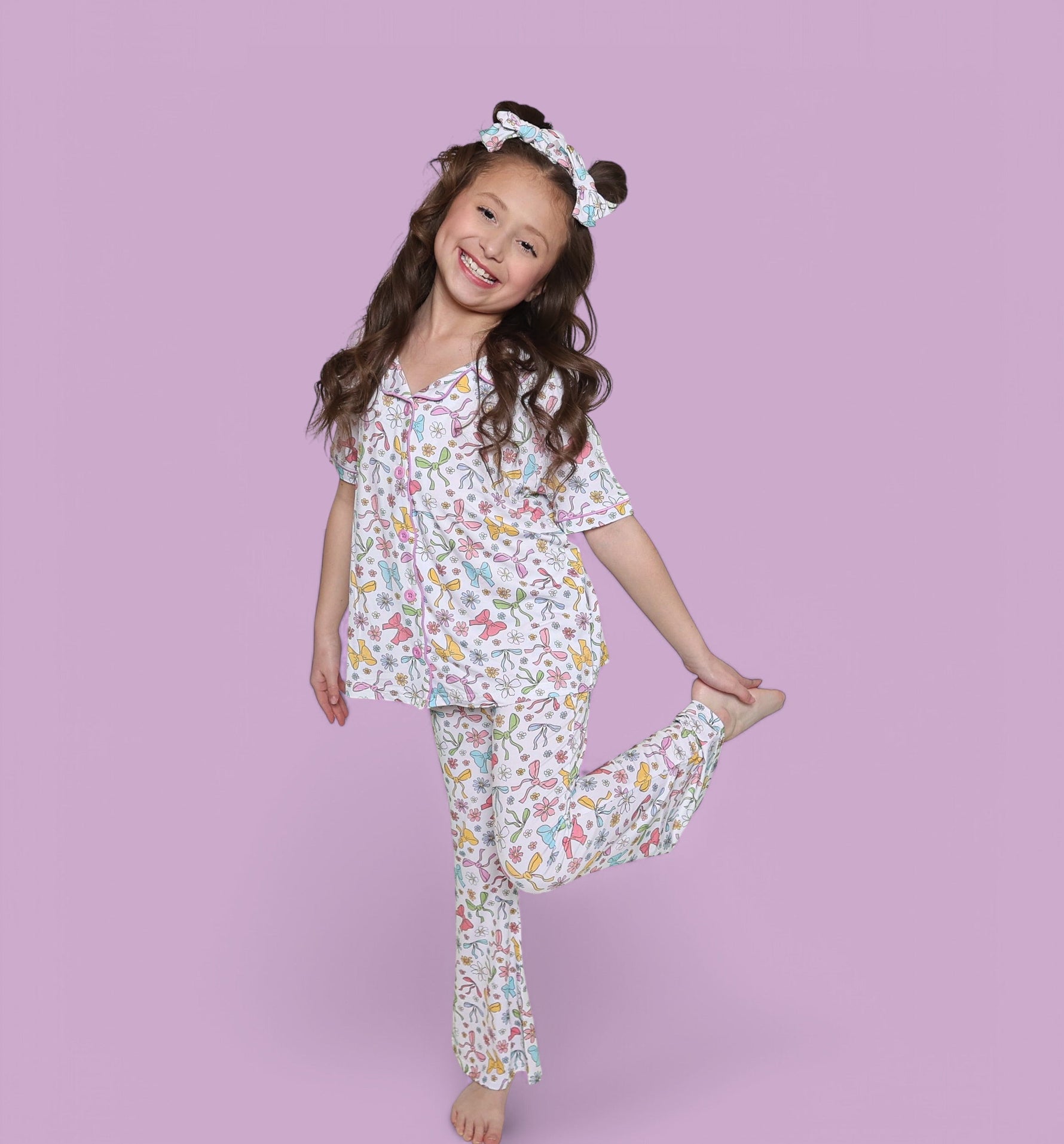 DREAM BIG LITTLE CO Bow Garden Dream Girls Flare Set Pastel Print for ToddlersEveretts Place