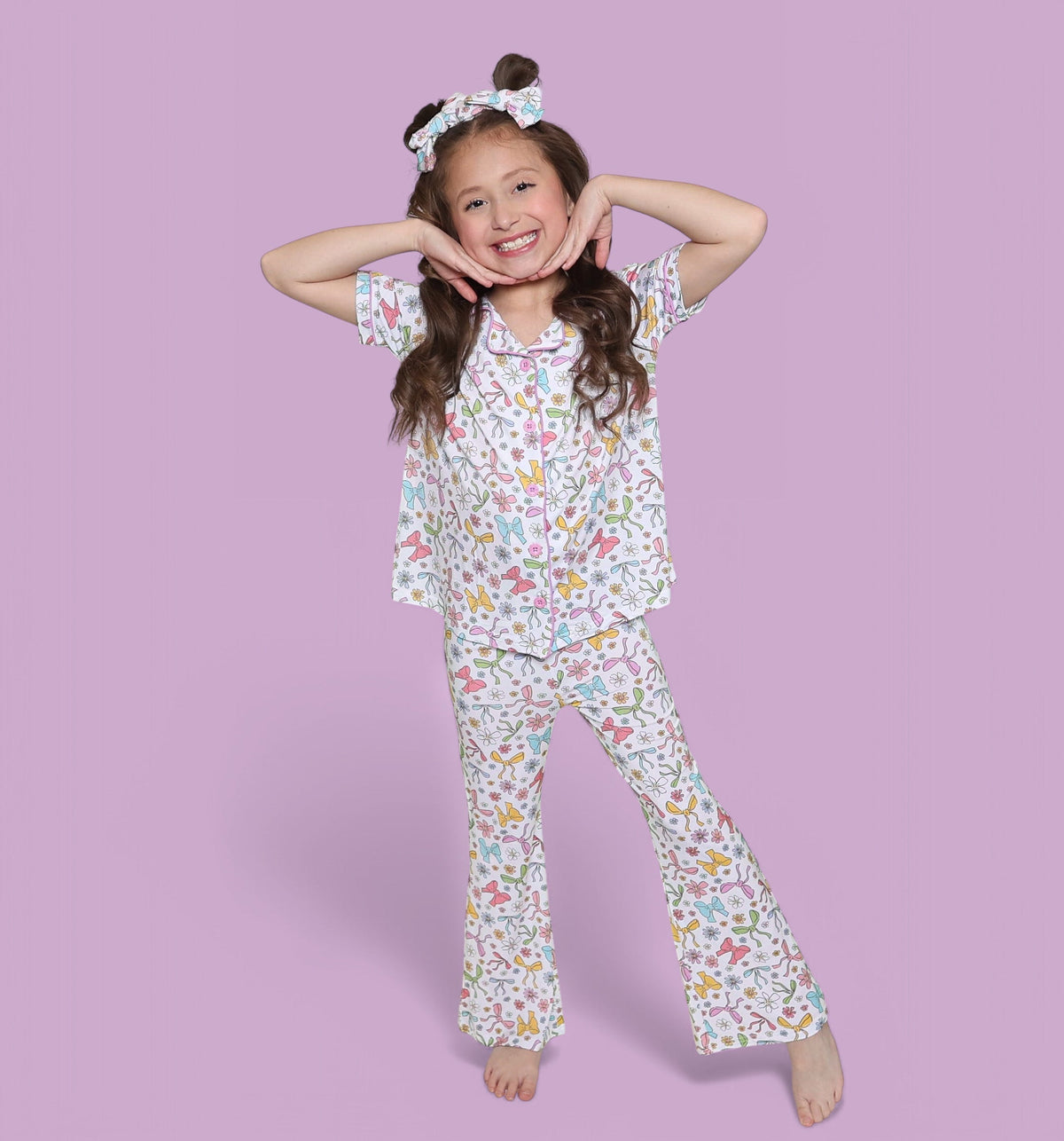 DREAM BIG LITTLE CO Bow Garden Dream Girls Flare Set Pastel Print for ToddlersEveretts Place