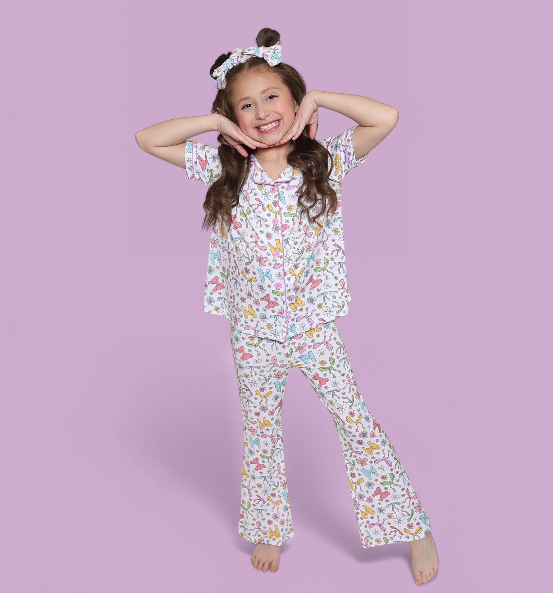 DREAM BIG LITTLE CO Bow Garden Dream Girls Flare Set Pastel Print for ToddlersEveretts Place
