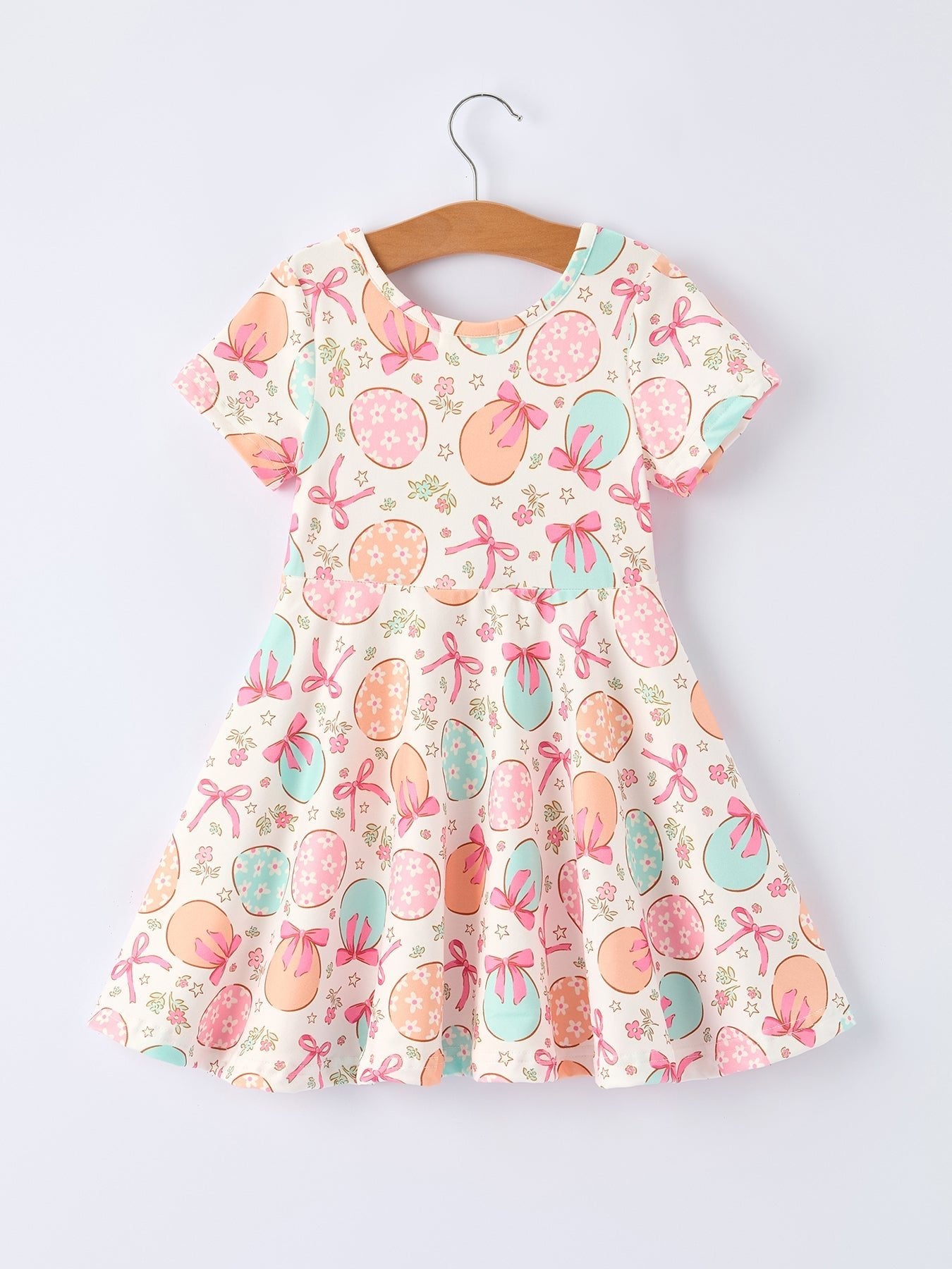 Rylee Faith Designs Bow Print Girls Short Sleeve Dress - 