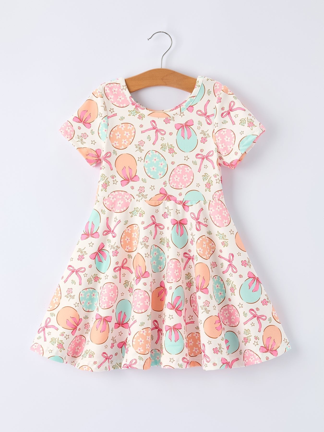 Rylee Faith Designs Bow Print Girls Short Sleeve Dress - 