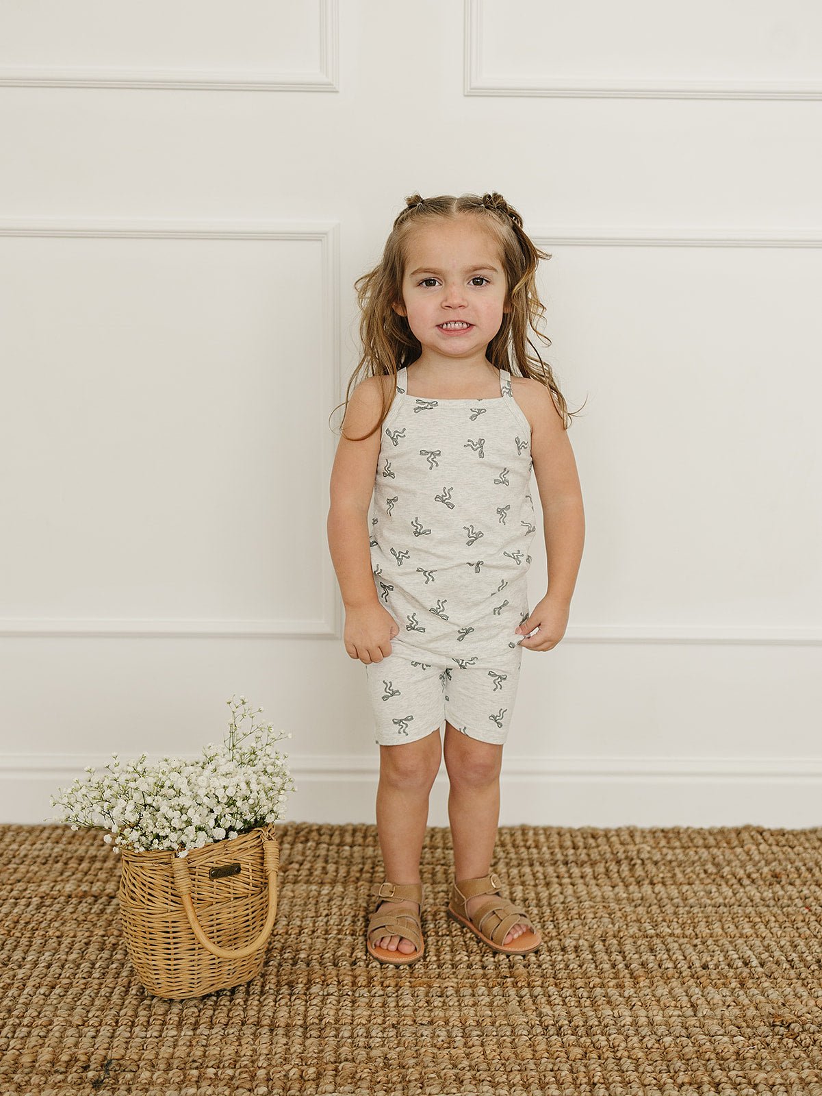 Mebie Baby Bow Tank Top and Biker Shorts Set for Toddlers and Kids - 