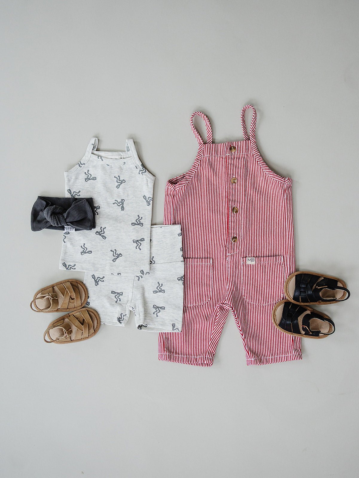 Mebie Baby Bow Tank Top and Biker Shorts Set for Toddlers and Kids - 