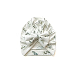 Harp Angel Boutique Bow Turban Hat Green Leaves with Bow for Newborn Girls - 