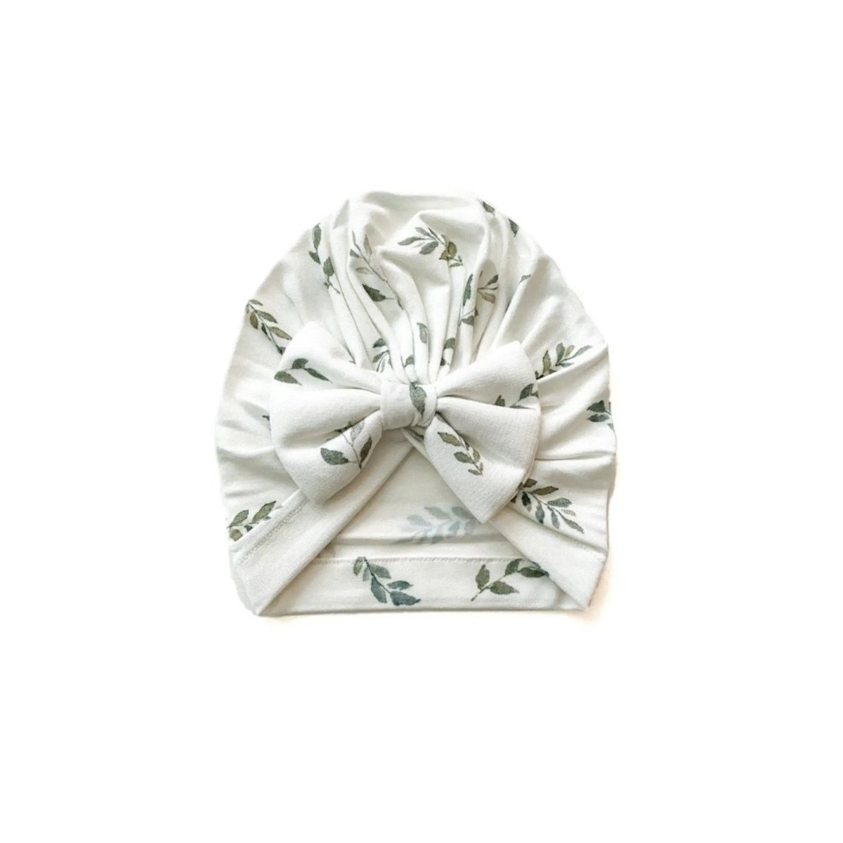 Harp Angel Boutique Bow Turban Hat Green Leaves with Bow for Newborn Girls - 