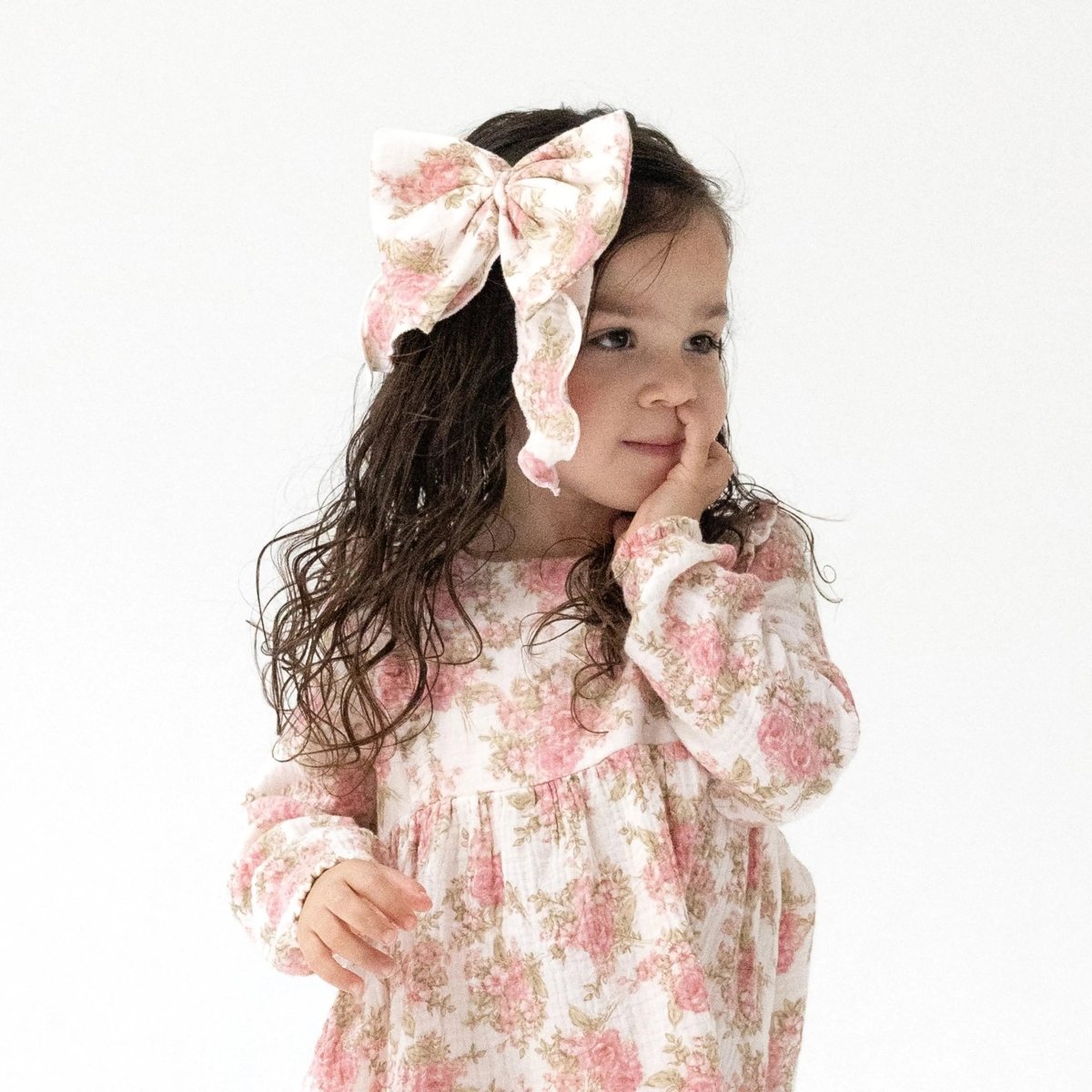 Angel Dear Bow With Tails Clip In Organic Cotton Muslin Hair Accessory - Everetts Place Boutique - 