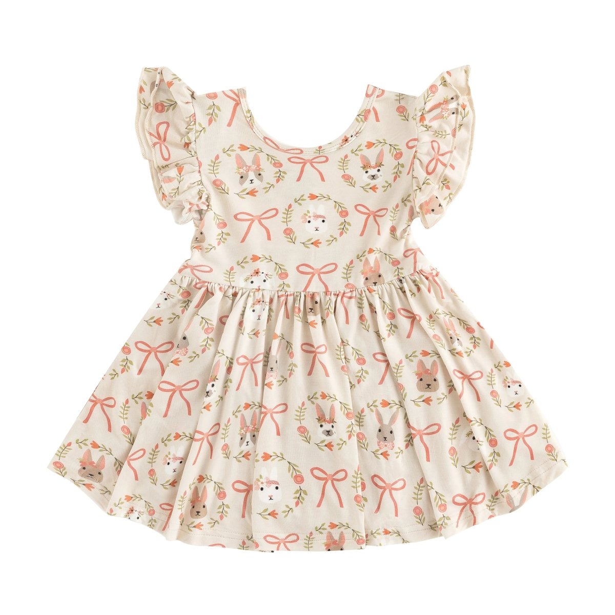 Dreamlet Bows and Bunnies Bodysuit Dress with Twirl Skirt Details - Everetts Place Boutique - 