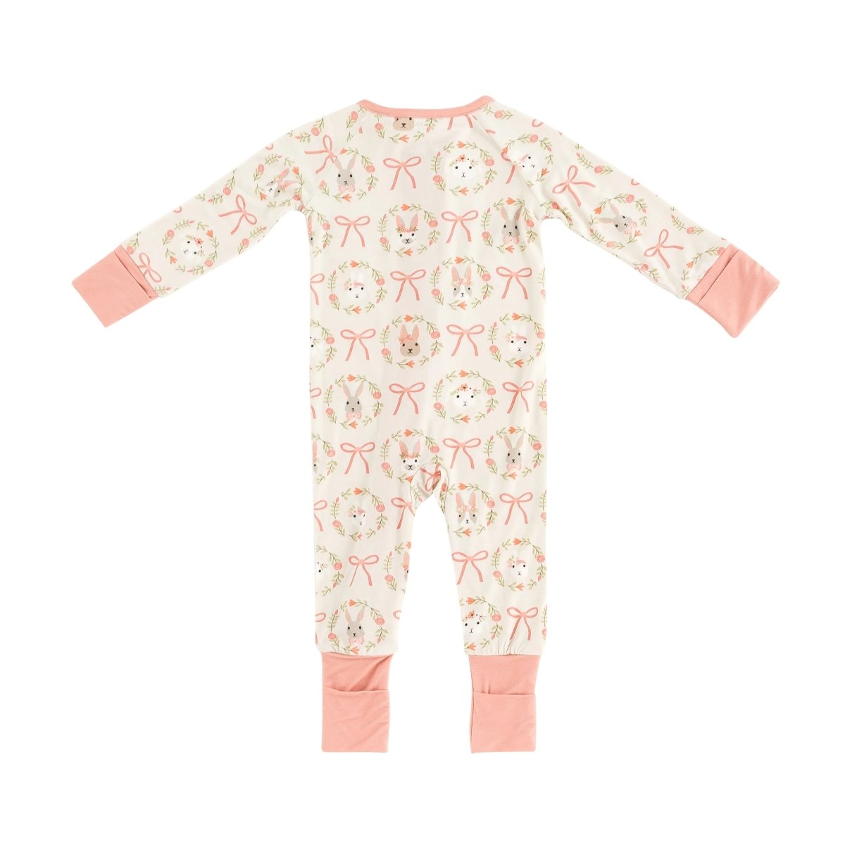 Dreamlet Bows and Bunnies Convertible Zip Footies for Babies - Everetts Place Boutique - 