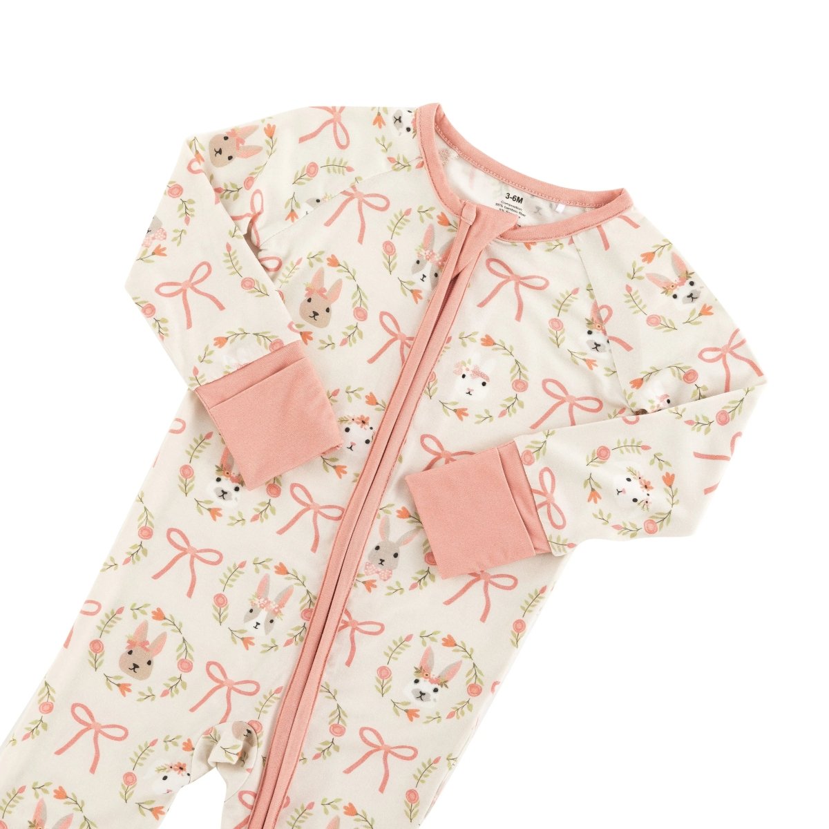 Dreamlet Bows and Bunnies Convertible Zip Footies for Babies - Everetts Place Boutique - 