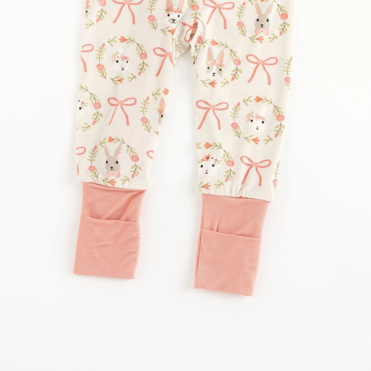 Dreamlet Bows and Bunnies Convertible Zip Footies for Babies - Everetts Place Boutique - 
