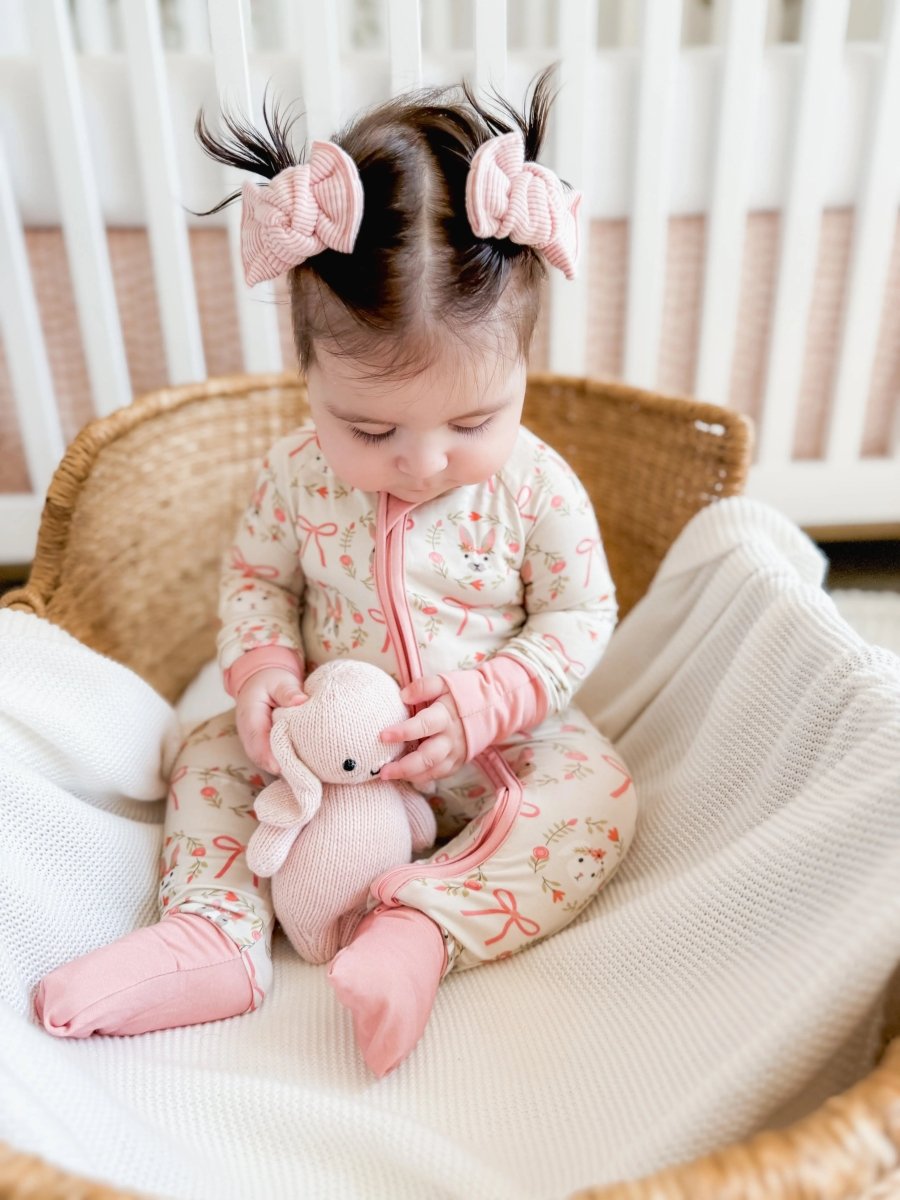 Dreamlet Bows and Bunnies Convertible Zip Footies for Babies - Everetts Place Boutique - 