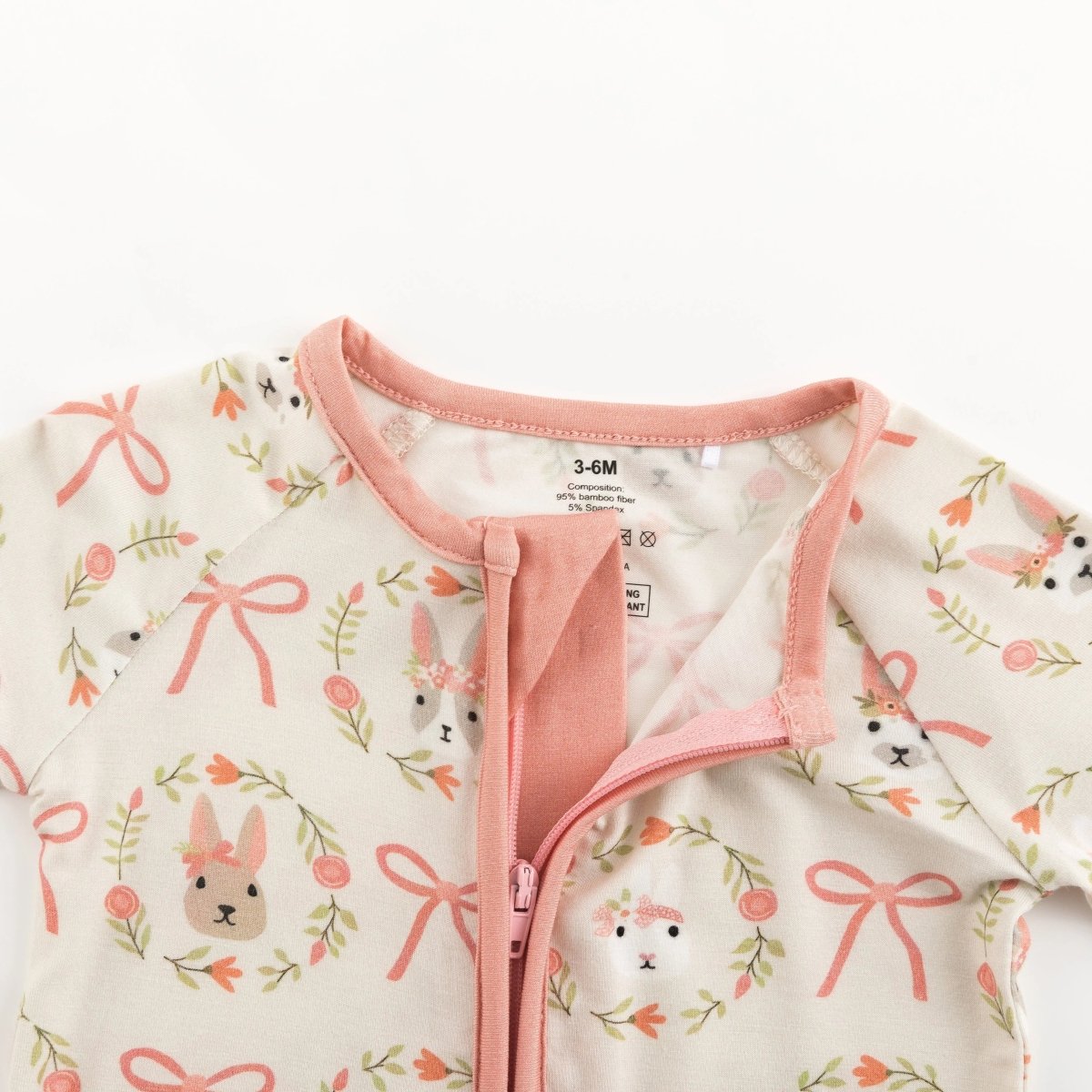 Dreamlet Bows and Bunnies Convertible Zip Footies for Babies - Everetts Place Boutique - 