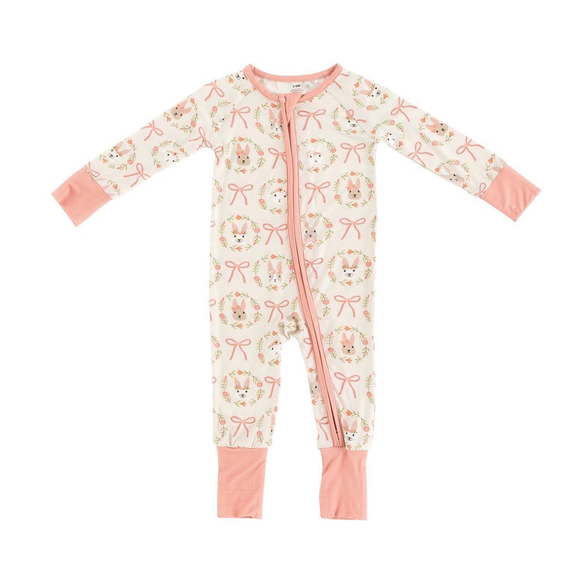 Dreamlet Bows and Bunnies Convertible Zip Footies for Babies - Everetts Place Boutique - 