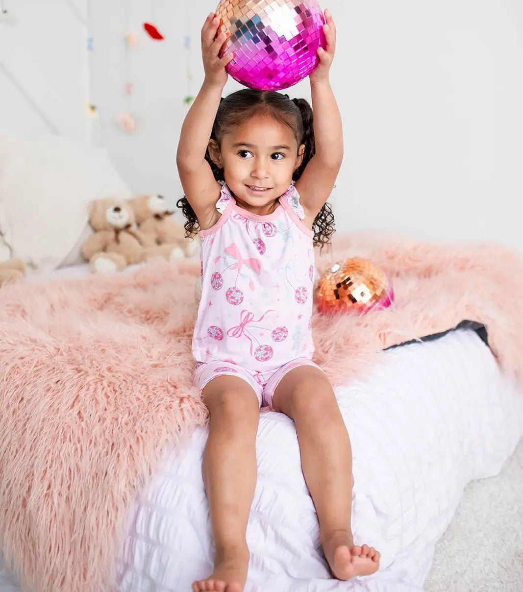Bestaroo Bowtastic Boogie Flutter Tank and Shorts Set for Babies with Disco Balls Print - 