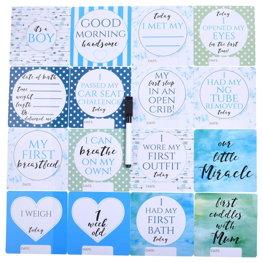 Three Little Tots Boy Preemie Three Little Tots NICU Milestone Cards in Plastic - 