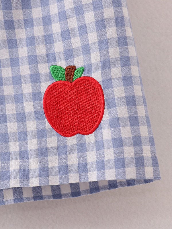 Rylee Faith Designs Boys Back to School Pencil Apple Applique Plaid Shorts SetEveretts Place