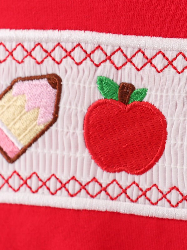 Rylee Faith Designs Boys Back to School Pencil Apple Applique Plaid Shorts SetEveretts Place