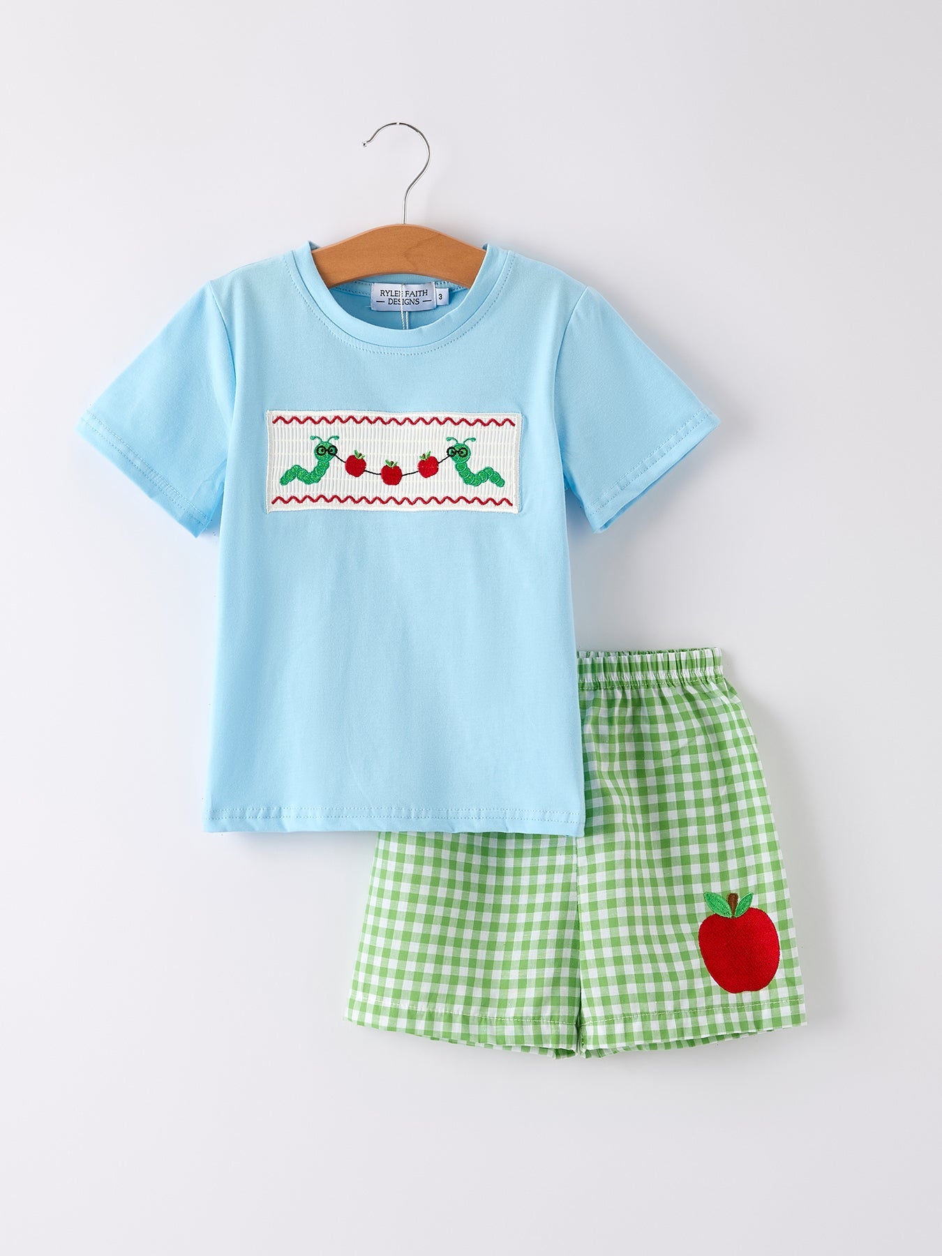 Boys Back to School Smock Embroidered Top+ Plaid Shorts - Baby & Toddler Clothing, Fruit, Nightwear, Produce, One-piece garment | Everetts Place